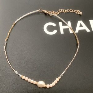 Tri color pearl necklace